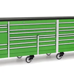 144" 26 Drawer Five Bank EPIQ™ Series Bed Liner Top Roll Cab with PowerDrawer (Extreme Green)